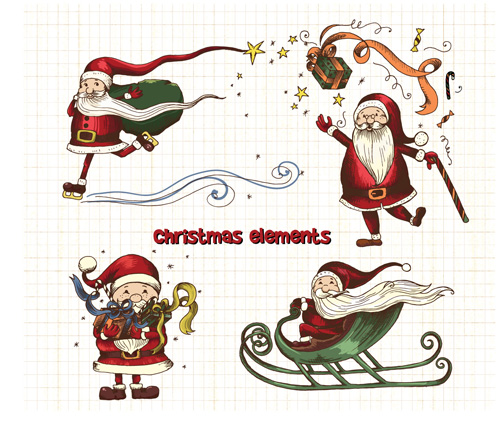 Elements of Vintage Christmas design vector graphics 01