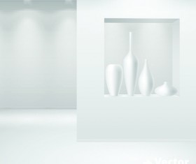 Set of Empty white interior backgrounds design vector 01