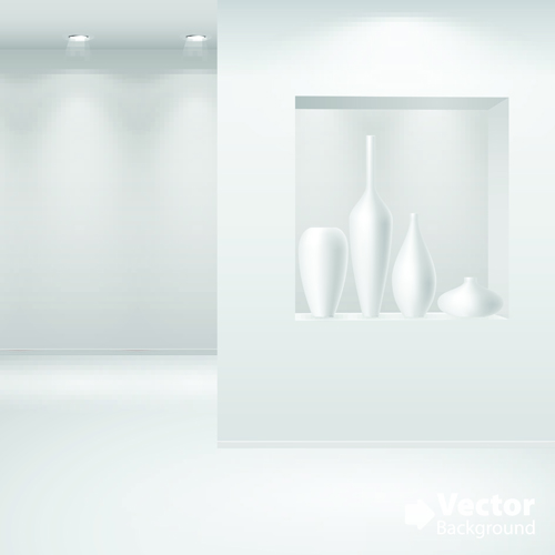 Set of Empty white interior backgrounds design vector 01