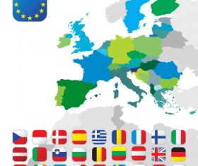 Set of European Union flag and symbol design vector graphics 03
