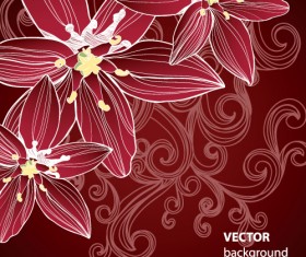 Set of Drawing Flower Vector Backgrounds vector 01
