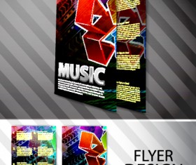 Elements of Abstract Flyer Music vector set 01