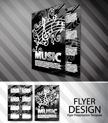 Elements of Abstract Flyer Music vector set 02