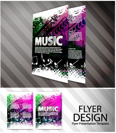 Elements of Abstract Flyer Music vector set 03