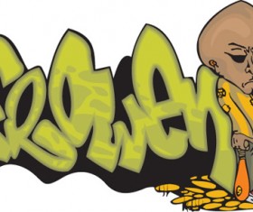 Funny graffiti alphabet design vector 13