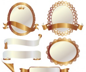 Set of Golden lacework frames vector 01