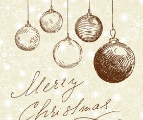 Hand drawn Retro Merry Christmas accessories vector art 01