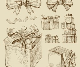 Hand drawn Retro Merry Christmas accessories vector art 02