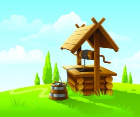 Set of House with nature design vector 02
