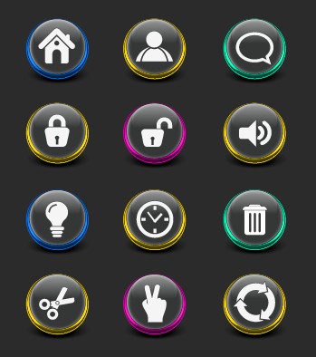 Creative web Icon buttons design vector 03
