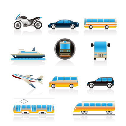 Different transport icon design vector set 04