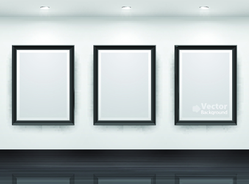 Vector of Interior Gallery backgrounds set 01