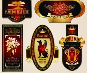 luxurious Label wine design vector graphics 01