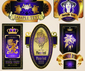 luxurious Label wine design vector graphics 02