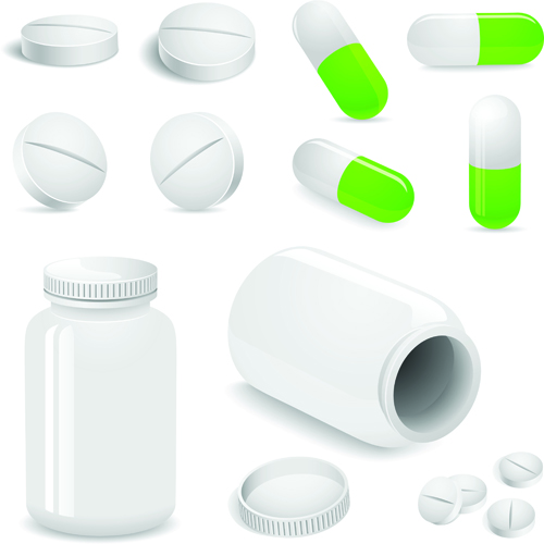 Set of Medicines elements vector graphics 02