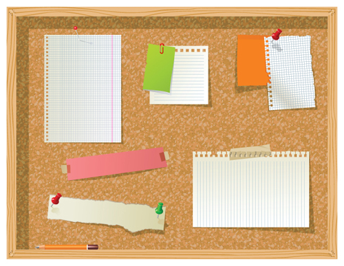 Set of Message board with Message paper vector 01