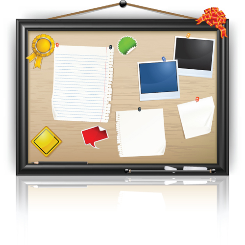 Set of Message board with Message paper vector 02
