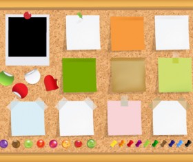Set of Message board with Message paper vector 03