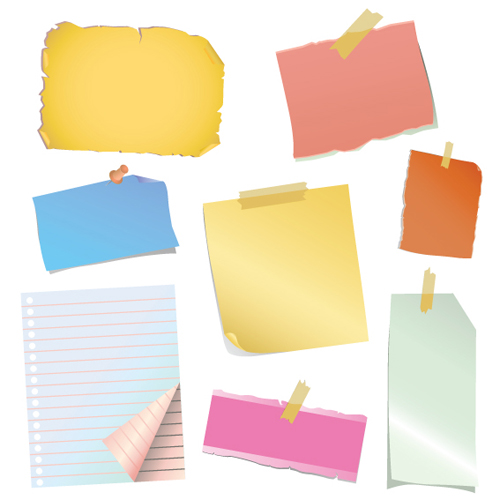 Multicolor Message paper and paper clip vector 01