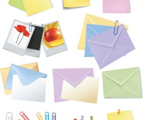 Multicolor Message paper and paper clip vector 02