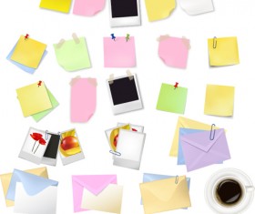 Multicolor Message paper and paper clip vector 03