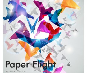 Set of Flight Origami birds vector Illustration 01