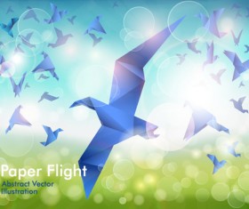 Set of Flight Origami birds vector Illustration 04