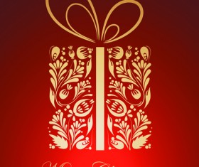 Ornate Red Christmas Backgrounds vector material 01