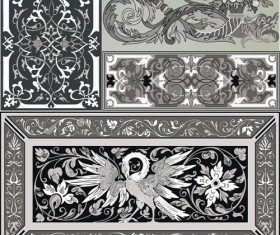 Retro Patterns with frameworks design elements vector 01