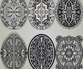 Retro Patterns with frameworks design elements vector 04