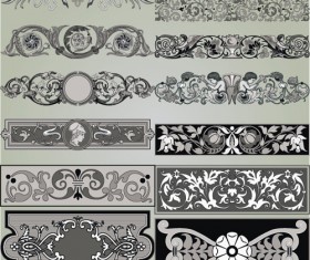 Retro Patterns with frameworks design elements vector 05