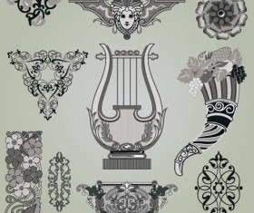 Retro Patterns with frameworks design elements vector 06