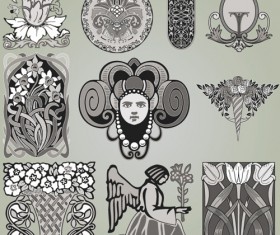 Retro Patterns with frameworks design elements vector 09