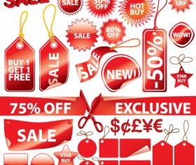 Set of Vivid Price tags and stickers vector material 01