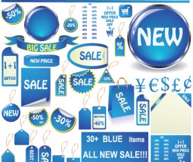 Set of Vivid Price tags and stickers vector material 02