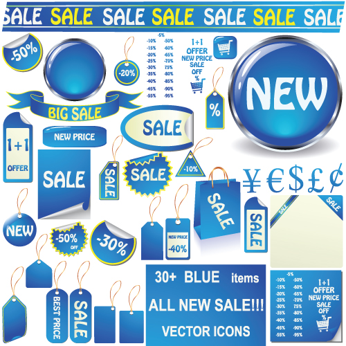 Set of Vivid Price tags and stickers vector material 02