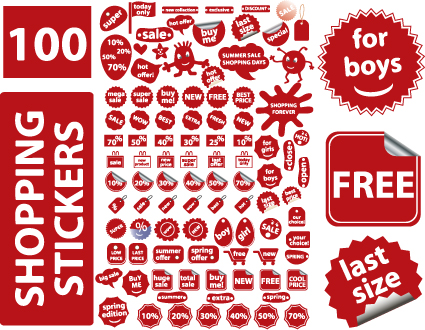 Set of Vivid Price tags and stickers vector material 03