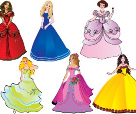 Different Princess design elements vector graphic 02