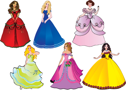 Different Princess design elements vector graphic 02