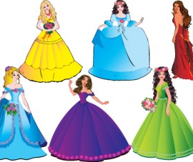 Different Princess design elements vector graphic 04