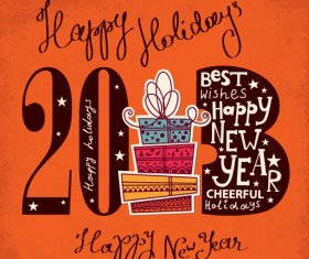 Creative Retro style 2013 figures design elements vector 05