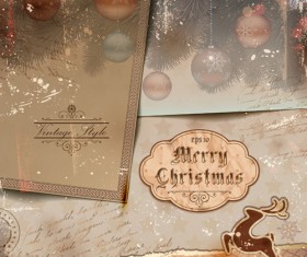 Retro Garbage Xmas card design vector set 01