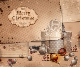 Retro Garbage Xmas card design vector set 05