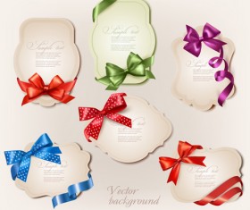 Ribbon bow Holiday Labels design vector 01