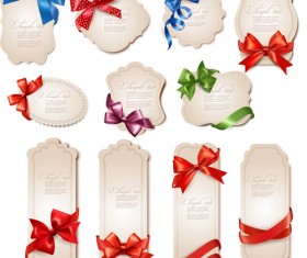 Ribbon bow Holiday Labels design vector 03