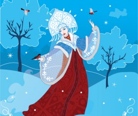 Set of Russian style Christmas elements vector graphic 01