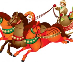 Set of Russian style Christmas elements vector graphic 03