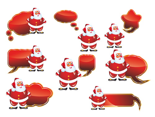 Santa and Speech Bubbles red texture vector