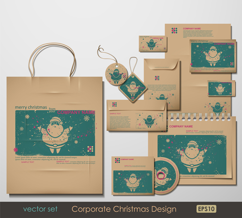 Set of Corporate Christmas design kit vector 02