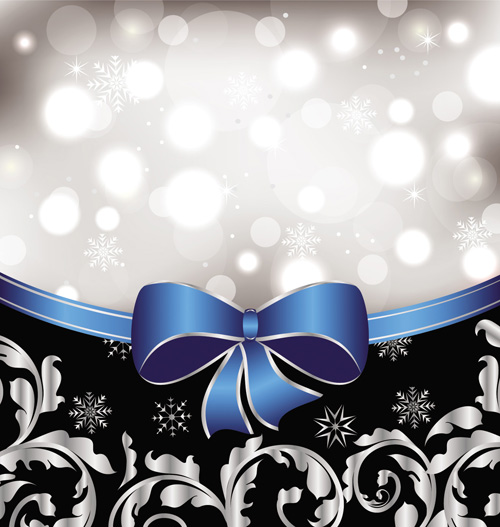 Shiny Christmas Backgrounds With bow design vector 01